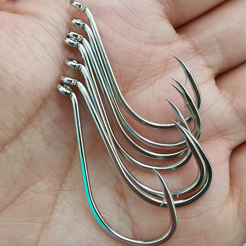 50pcslotTurnedUpEyeFishingHooksOffsetFishhooksCircleHiCarbon