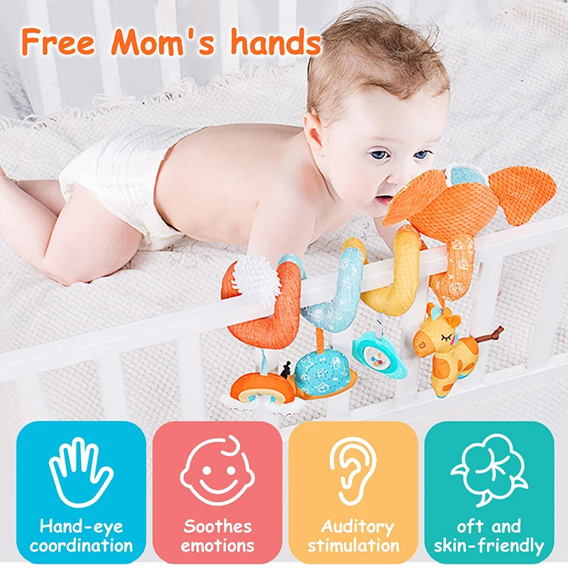 Car Seat Toys Infant Color Elephant Stroller Stretch Spiral Activity Baby Hanging Toys for Crib Mobile Newborn Sensory Toy Gifts 5