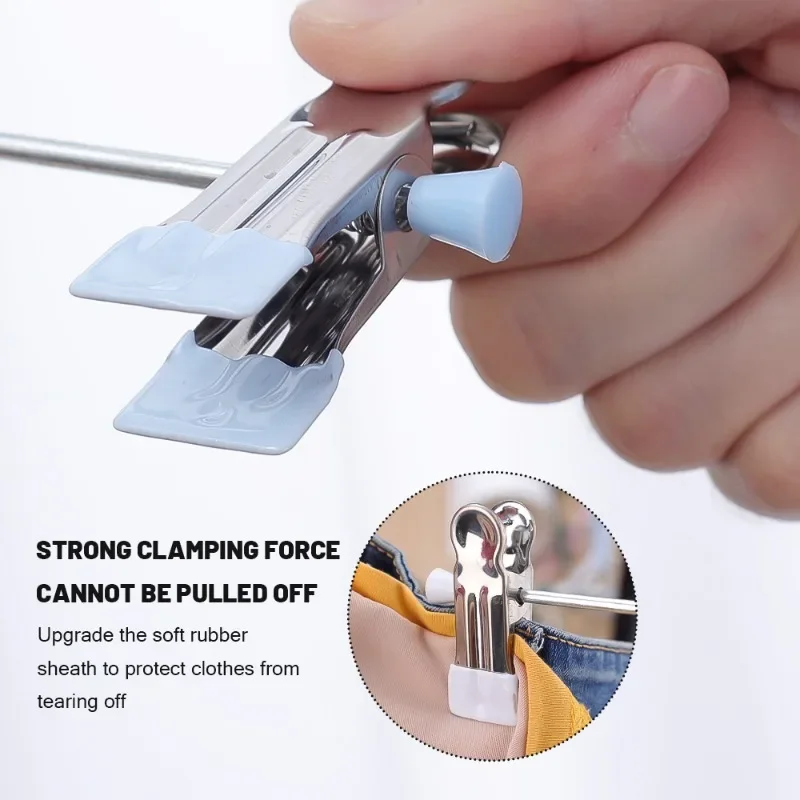 10 Ganci Appendini Per Pantaloni E Gonne Con Clip Regolabili – Antiscivolo, Salvaspazio, 30,5 Cm, Nero - 2