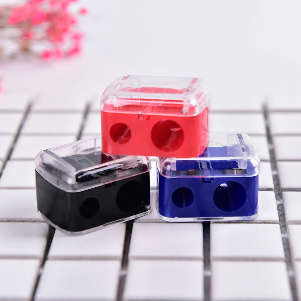 

2 Holes Pencil Sharpener for Eyebrow Lip Liner Eyeliner Random Color