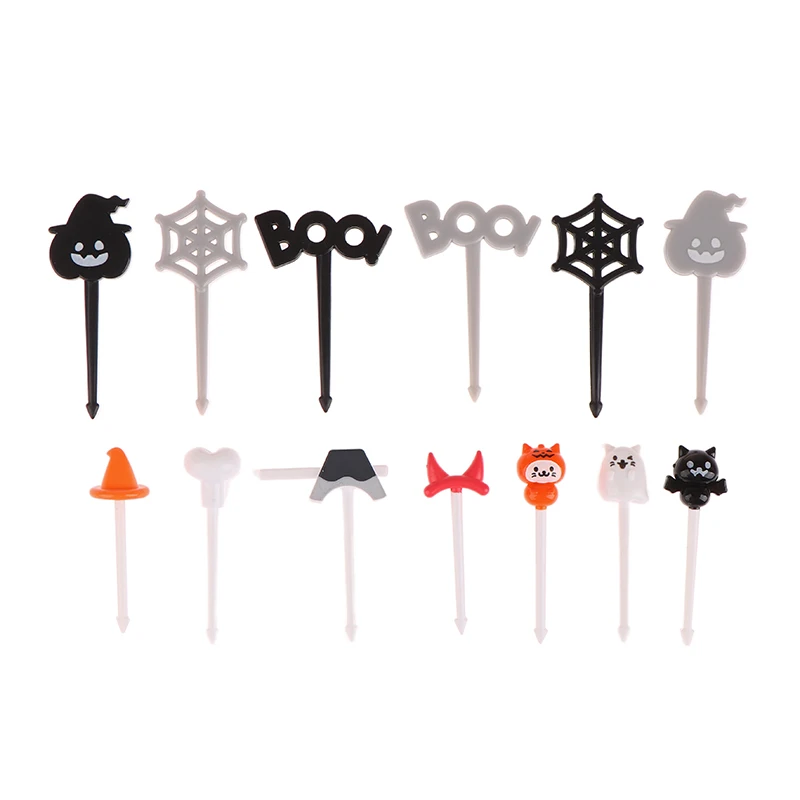 1Pack Halloween Cocktail Picks Fruit Fork Creative Fashion Childrens Holiday Fruit Fork Set Cake Stick Desserts Forks