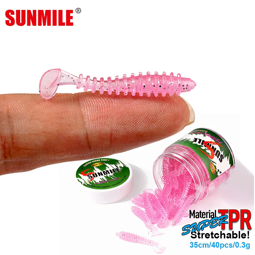 Sunmile Fishing Soft Bait Wurm künstliche Köder 35mm/0,3g 30 teile/los Rock Fishing Wobbler Leurre Souple Köder Barsch Forellen köder