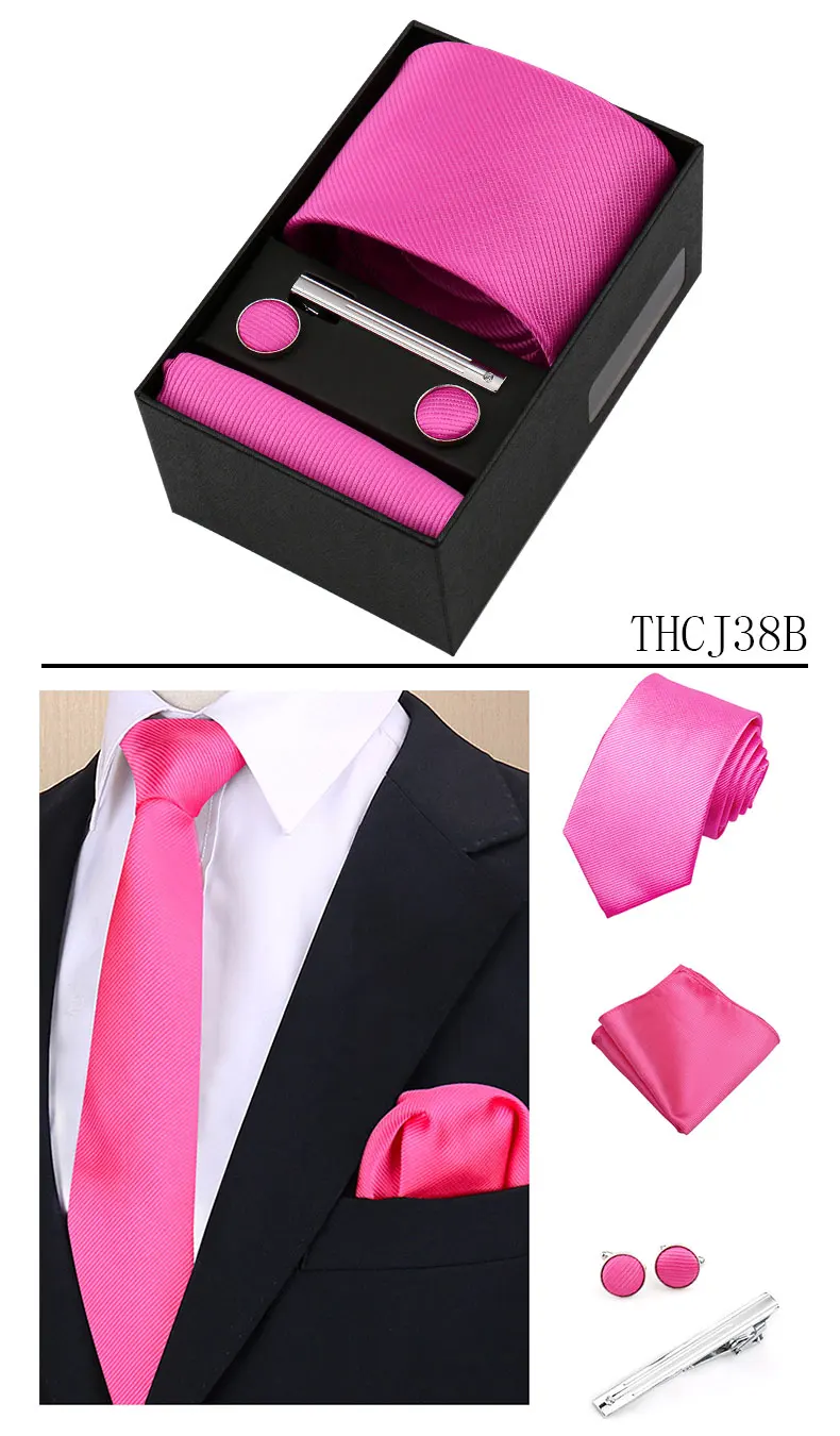Männer Krawatte Set Einfarbig Einstecktuch Geschenk Box Set Hochzeit Luxus Designer Krawatte Für Männer Männlich Krawatte Clip Gravat Accessorise – Detail 23