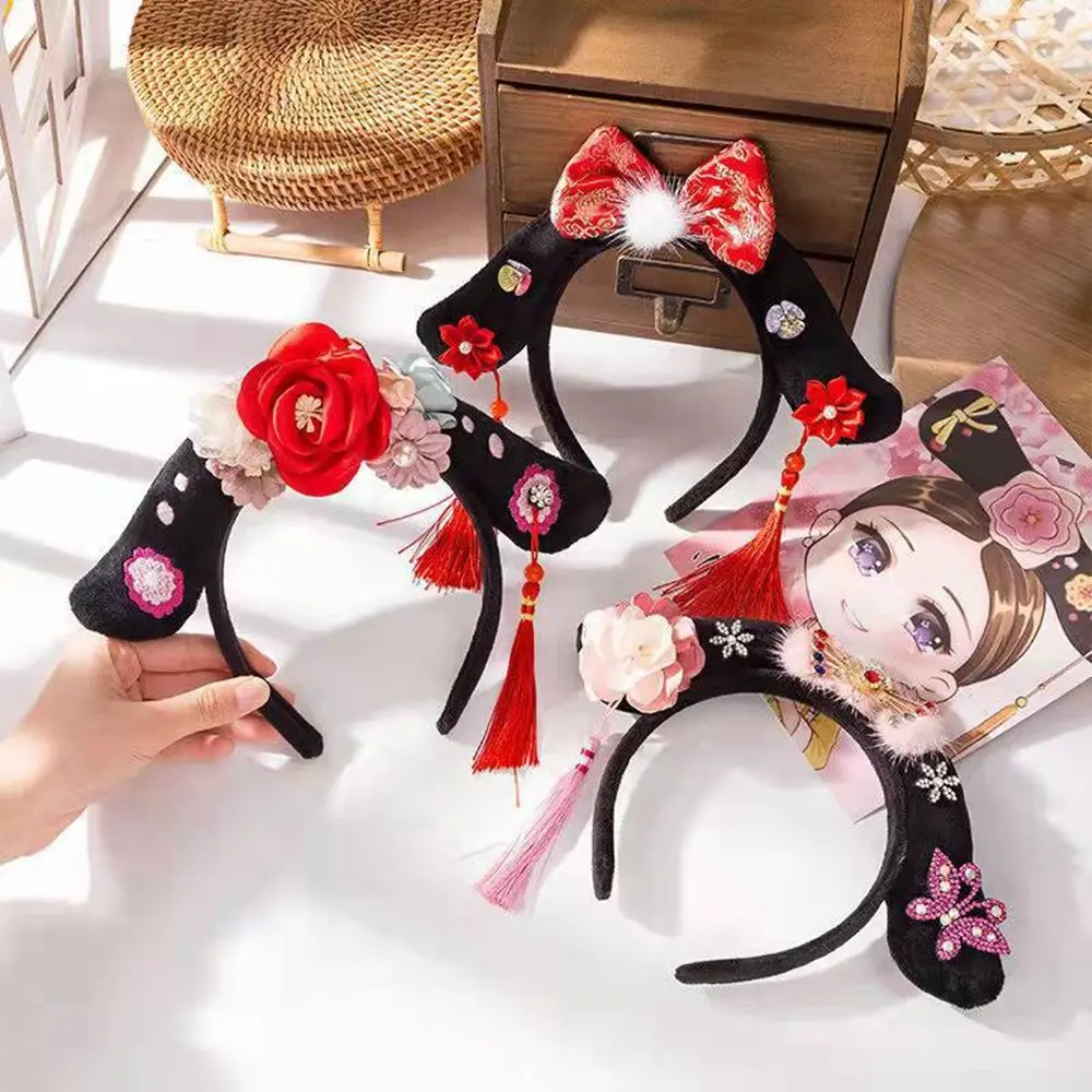 Chinese Traditional Hanfu Cheongsam Headband Accessories Ancient Royal Court Headdress Children Girls Baby Head Hoop 2