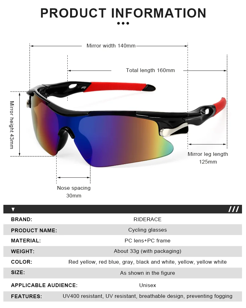 Cycling Sunglasses Sports Men Road Bicycle Mountain Cycling Riding Protection Goggles Eyewear