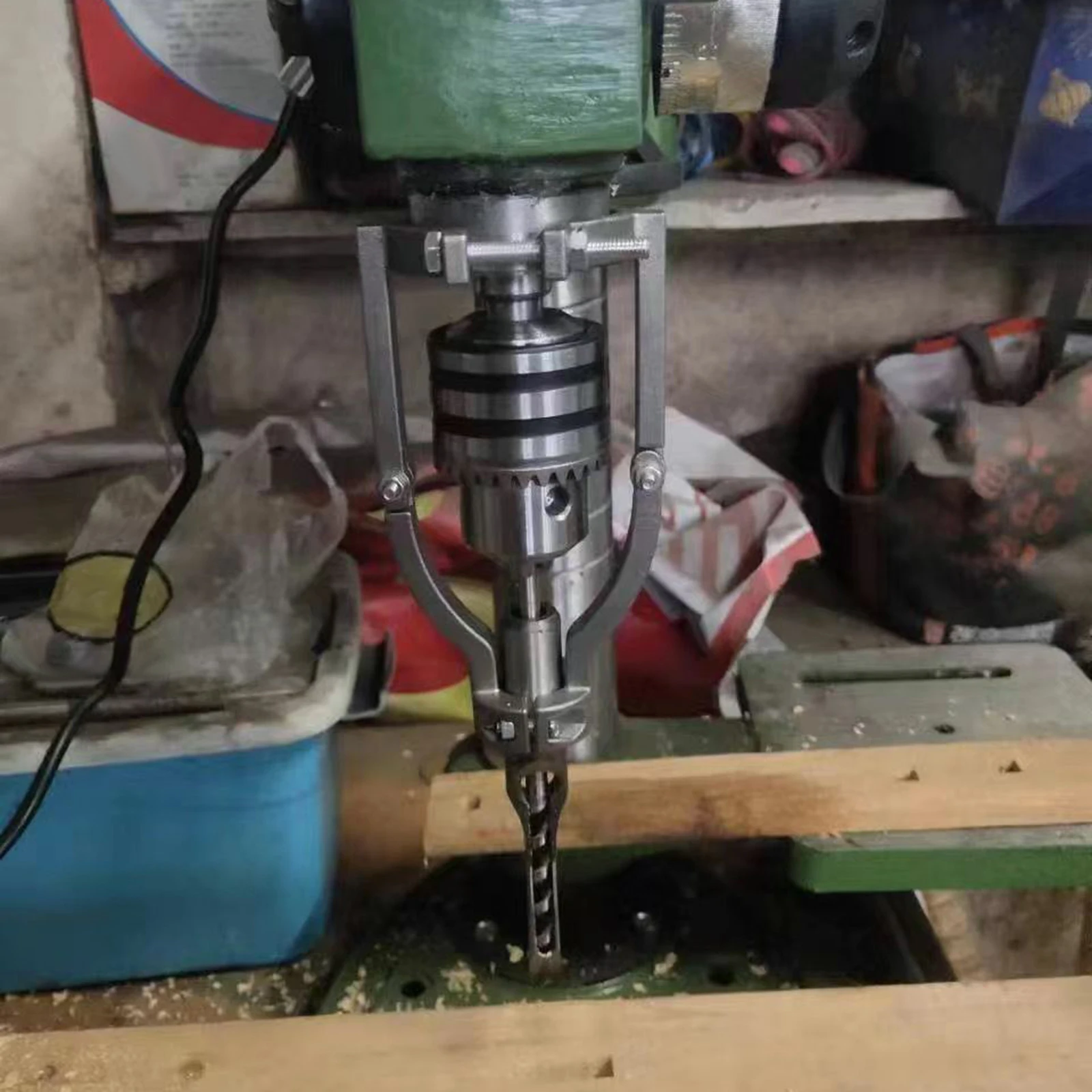 Square Hole Drill Fixed Bracket-Easy Installation and Disassembly for Woodworking Drill Bit Adapter