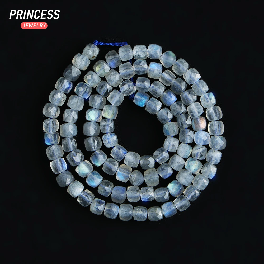 A++ Natural Labradorite Faceted Cube Beads 2 3 4mm Loose Beads for Jewelry Making DIY Bracelets Necklace Needlework 6