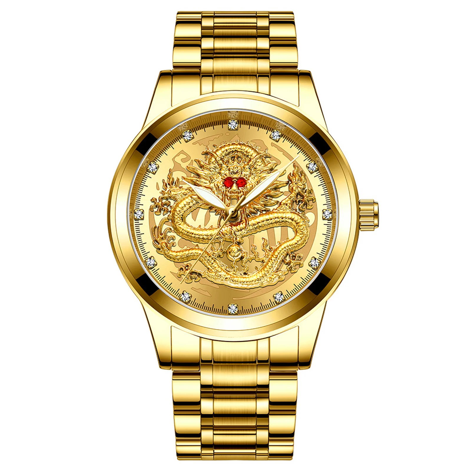 Men's Business Golden Dragons Watch Non-Mechanical Waterproof Watch Suitable For Middle-Aged Men