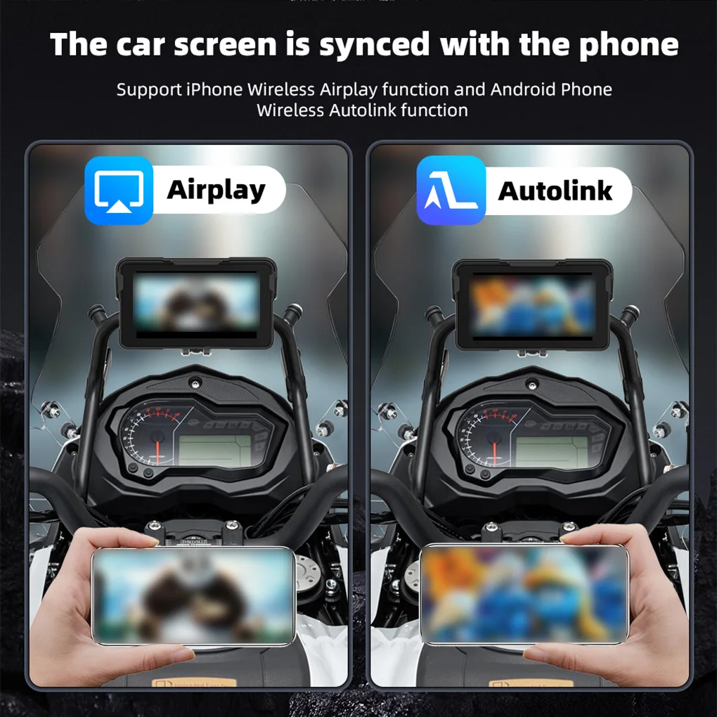 5inch Waterproof Touch Screen Wireless CarPlay Moto Android Auto Portable Digital Motorcycle Dashboard GPS Motorcycle Navigation