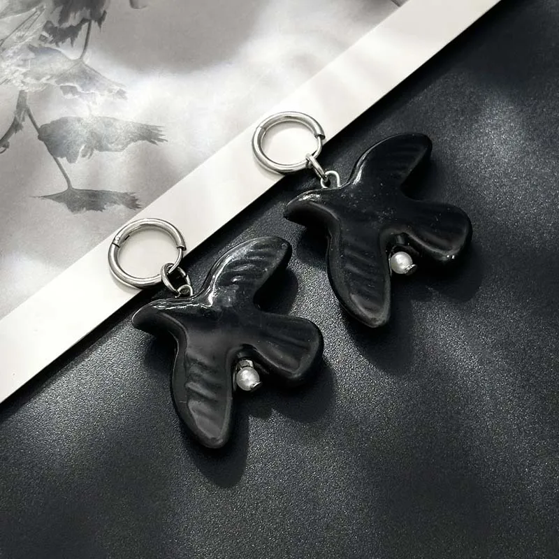 Fashion White Peace Dove Hoop Earrings For Women - Image 9