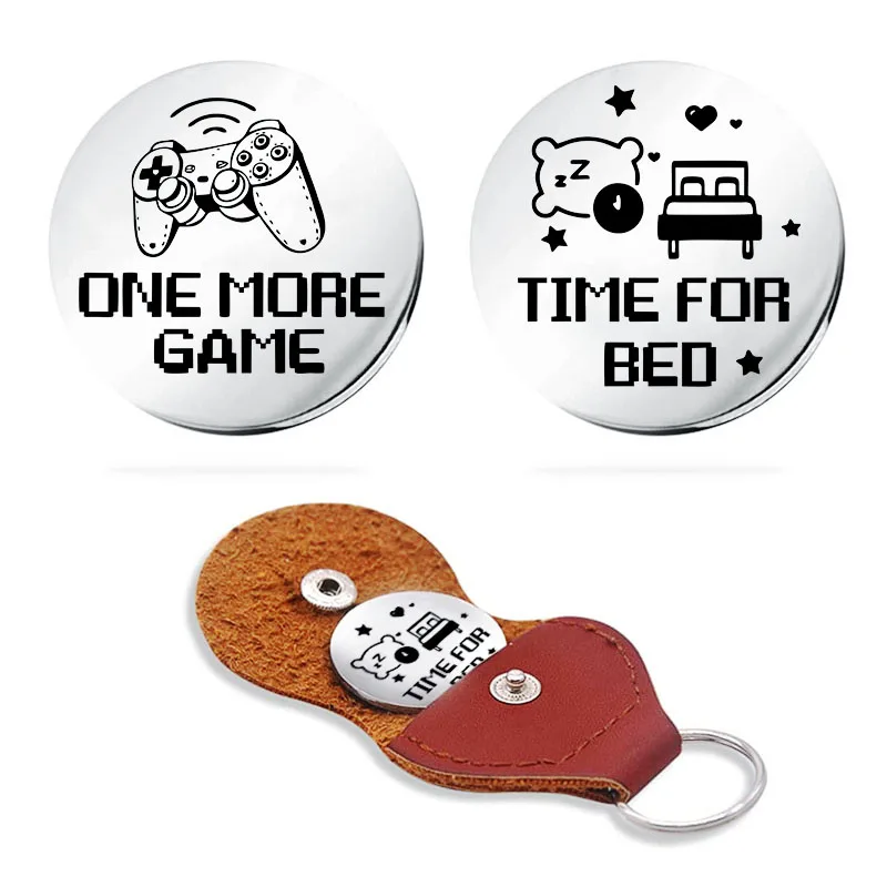 Divertente Destiny Flip Coin Gift In Acciaio Inossidabile Double Sided Gaming One More Game/Time For Bed Solution Maker Coin Portachiavi Gifts