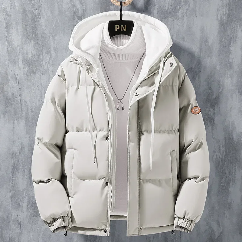 Cotton Padded Men's New Winter Trend, Handsome, Windproof, Cold Resistant, Warm and Loose Fitting Large Hooded Cotton Jacket