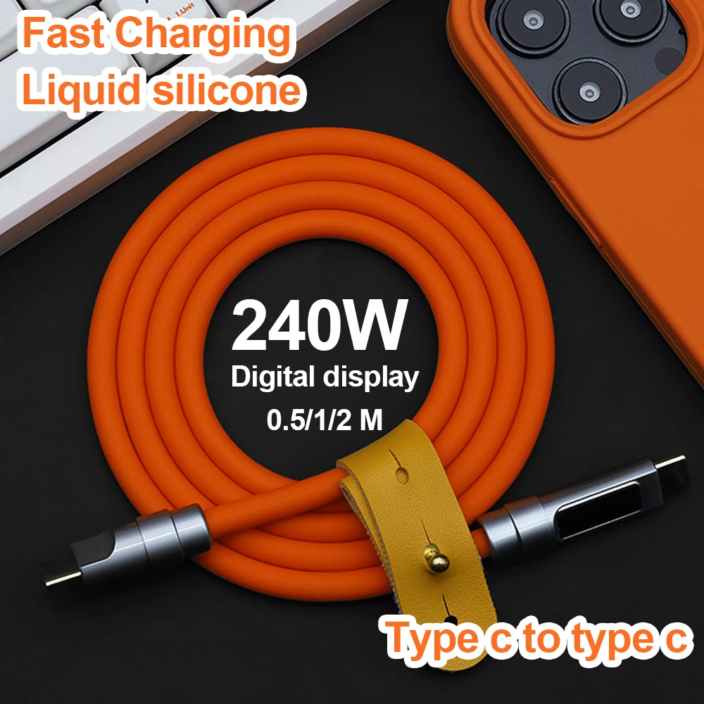 240W 액상 실리콘 디지털 디스플레이 USB C to Type C 케이블 고속 충전 케이블 데이터 코드 아이폰 15 16 17 Pro 노트북 삼성용