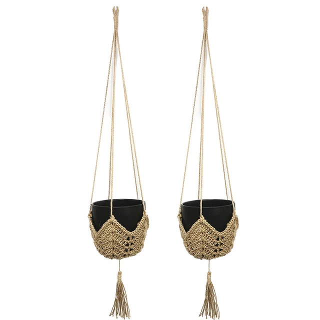 Indoor Planters Hanging Flower Pot Garden Display Bohemian Style Garden Decoration Handmade Weave Design For Space Optimization 1