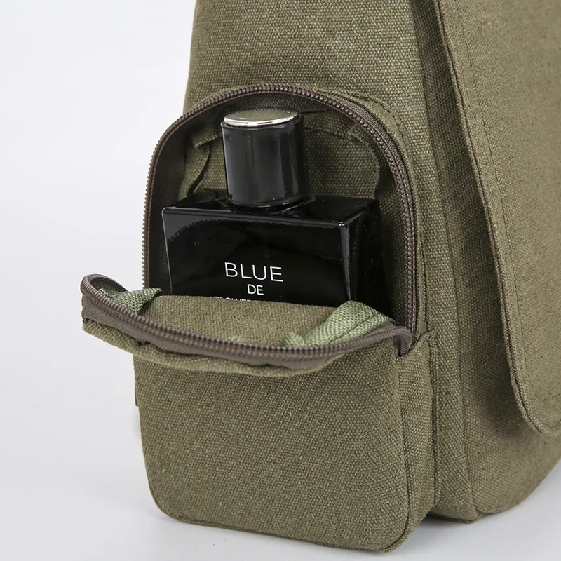 Fashion 3D Dog Print Women's Canvas Bag Multiple Pockets Army Green Shoulder Bag For Female Commuting Students Book Bag