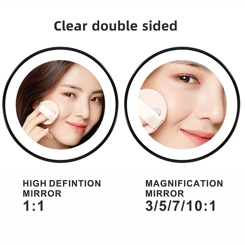 8 inch Wall Mounted Makeup Mirror Black 3X-10X Magnifying 3 color LED light Double Side Bathroom Smart Shaving Cosmetic Mirrors 3