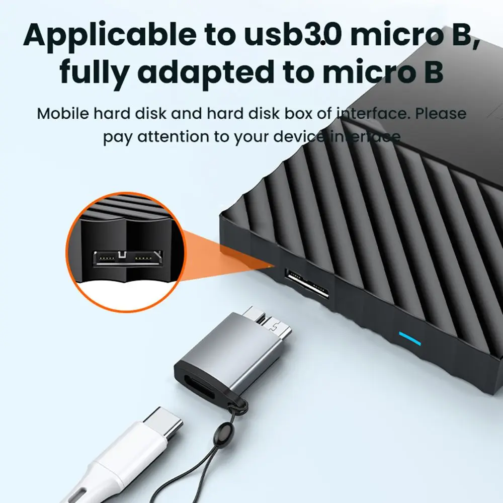 폰 모바일 하드 디스크 HDD USB C to USB 3.0 마이크로 B 컨버터 타입-C OTG 어댑터 암-수 변환기 삼성 노트3 S5용