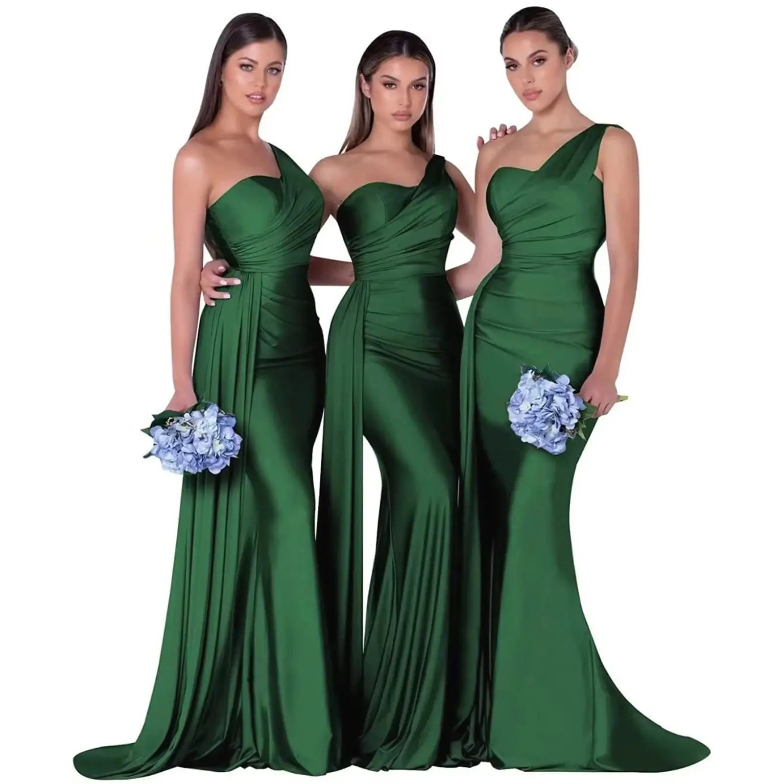 

Elegant Mermaid Bridesmaid Dresses One-Shoulder 2024 Prom Dress Simple Satin Wedding Party Gowns Vestidos Para Bodas With Train