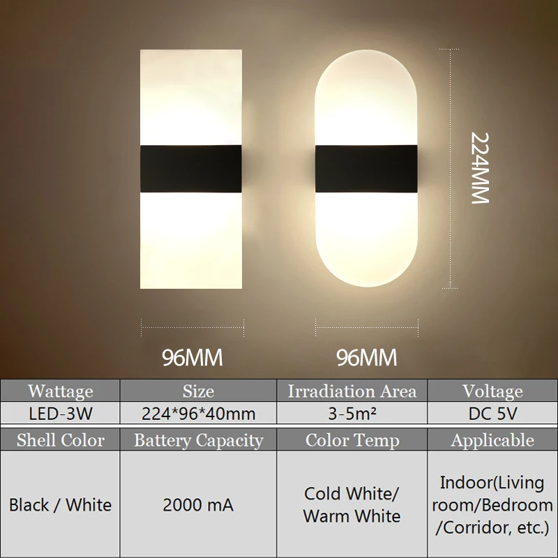 USB Recharge Wireless Acrylic Wall Lamp Touch Sensor Switch LED led light led wall lamp wall light Indoor Sconce Lamp Bedroom Living Room Modern Nordic Night Light