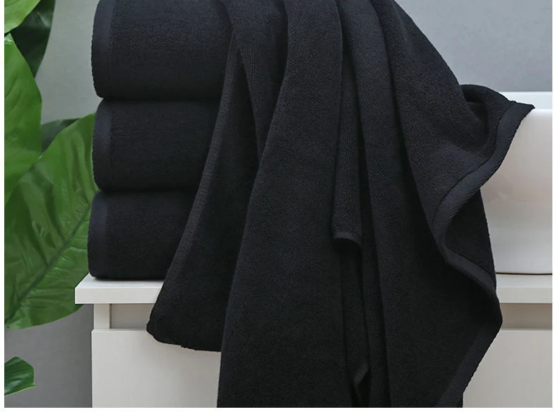 Description Picture 3 of itemSolid Color Home Hotel Bath Towels Bath Shower Cotton Bathroom Cloth Towels SPA Club Sauna Beauty Salon Hand Towel Black