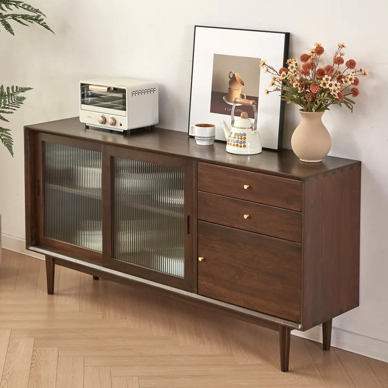 Japanese Wabi-Sabi Style Sideboard Cherry Wood Storage Cabinet Solid Wood Kitchen Cupboard Wall-Mounted Furniture Cajonera FYSD