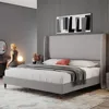 Full Platform Bed Frame 51.2" High Headboard Tall Upholstered Beds/No Box Spring Required/Wood Slat Support, Full Bed Frame 1