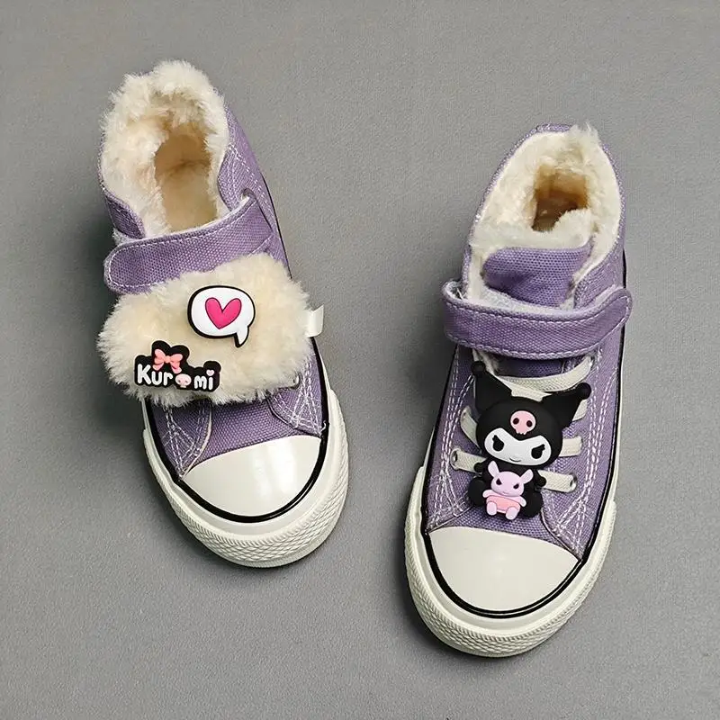 

Kawaii Kuromi Cotton Shoes High Top Canvas Shoes Padded and Thickened Velcro Plate Shoes Warm Children's Shoes for Birthday Gift