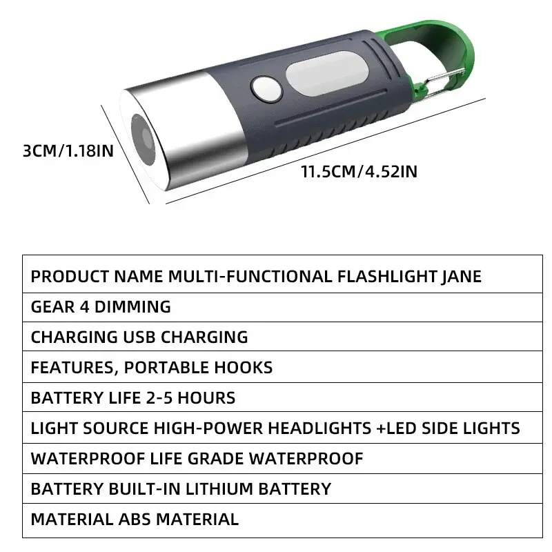 미니 편리한 고전력 LED 손전등 캠핑 손전등, 3LED 및 측면 조명 TelescopicZoom 방수 조명, 전등갓