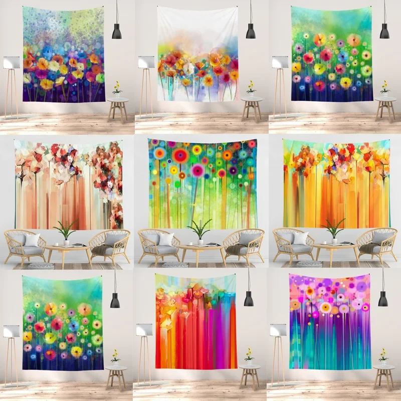 

Цветочное эстетическое украшение для гостиной, спальни, красочные цветы, Настенная роспись, скандинавский художественный гобелен