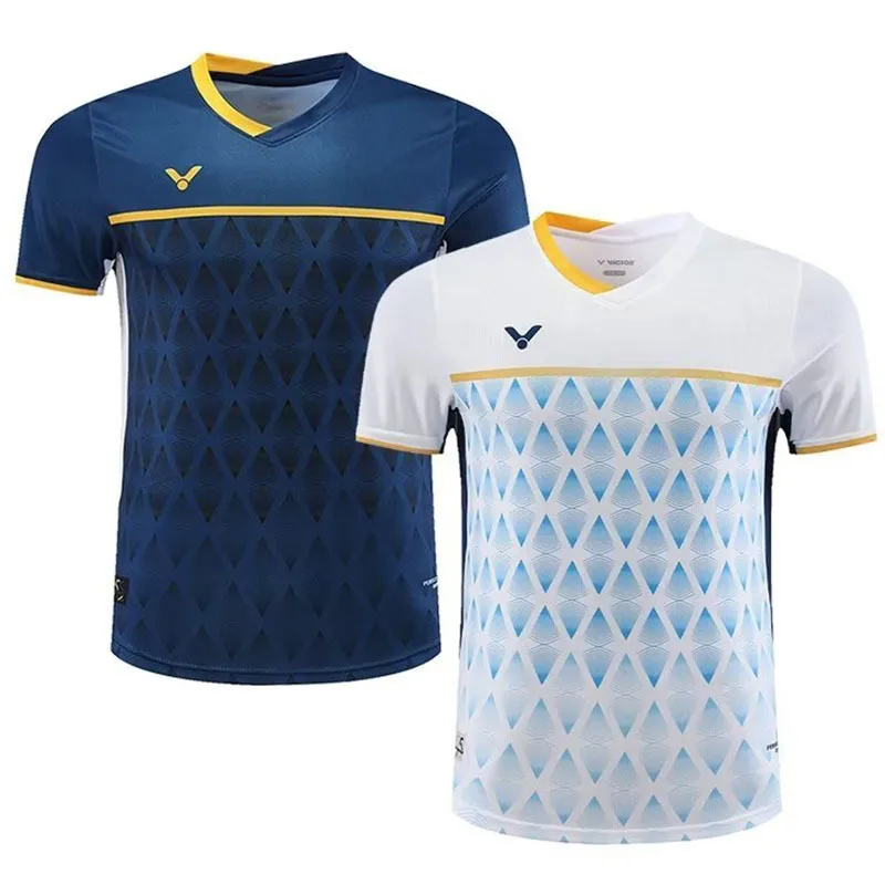 

The new victory badminton jersey men's and women's competition jerseys are short-sleeved and quick-drying and breathable