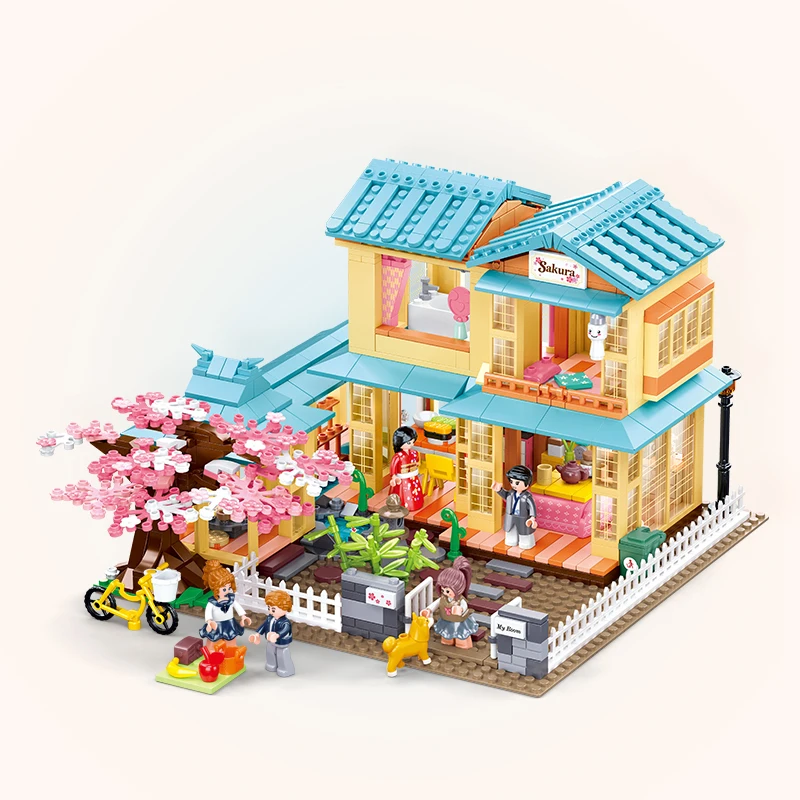 

Friends City Sakura Dreaming Villa House Apartament Casa Princess Castle Building Blocks Kit Bricks Model Kids Girl Toys Gift