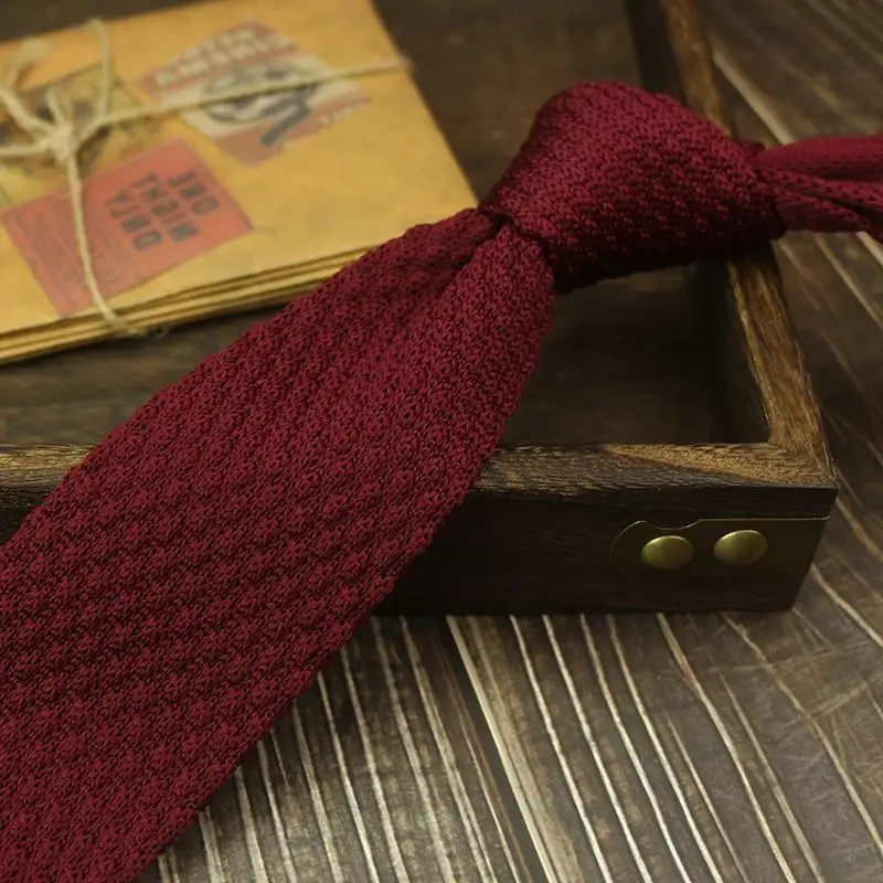 Gradient Knitted Tie - Mens Solid Color Slim Necktie