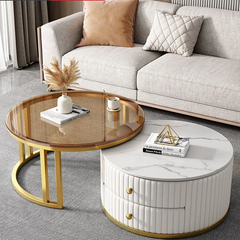 

Glass Bedroom Coffee Table Living Room Wood Design Nesting Drawers Table Luxury Floor Mesas Muebles Hogar Balcony Furniture