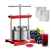 VEVOR Fruit Wine Press, 1.6 Gallon/6L, 2 Stainless Steel Barrels, Manual Juice Maker, w/ T-Handle for Outdoor, Kitchen, and Home 1