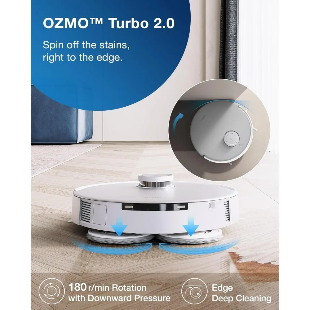 Commercial Wash Robots with Dual Spinning Mops, Robot Vacuum And Mop,Hot Water Mop Wash & Air-Dry, 9mm AutoMop Lift, Robots