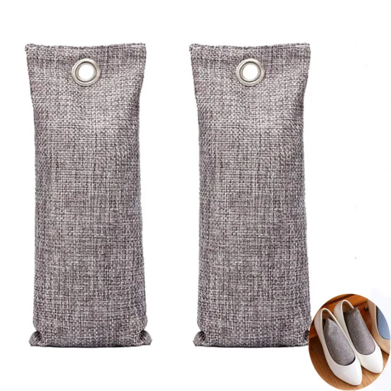 2 Pcs Bamboo Charcoal Bags 80g Natural Air Purifier Shoes Deodorizer Odor Eliminator Activated Car Closet Charcoal Odor Absorber