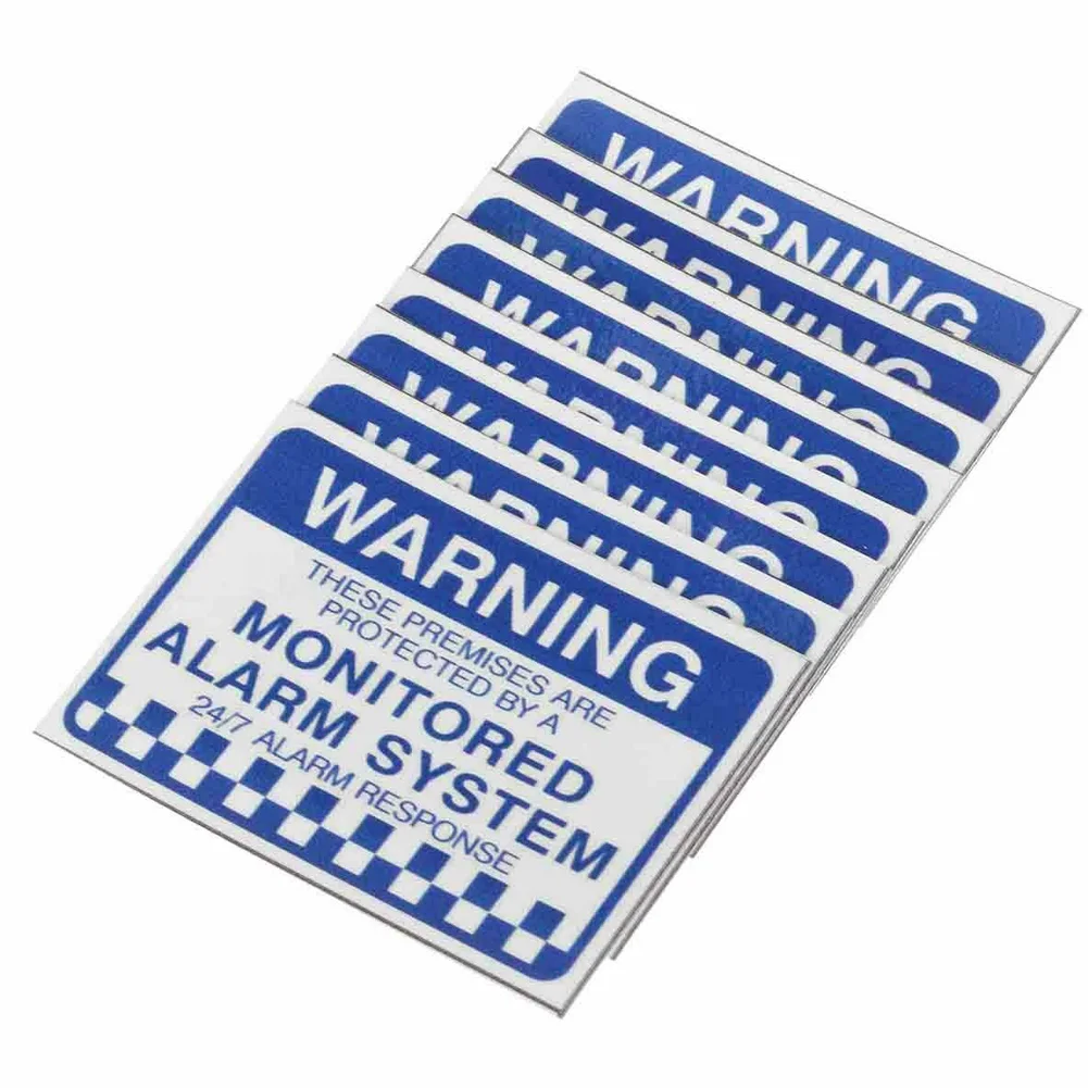 Letter Print Self Adhesive Home Notice Warning Security Stickers Monitored Alarm System PVC Waterproof Practical Sign 8pcs warning stickers,warning decal
