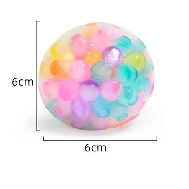 6cm Kids Exotic Pinch The Rainbow Bead Pressure Reducing Ball Vent Ball Decompression Toy TPR Pinch Le Grape Ball Adult Toys 6