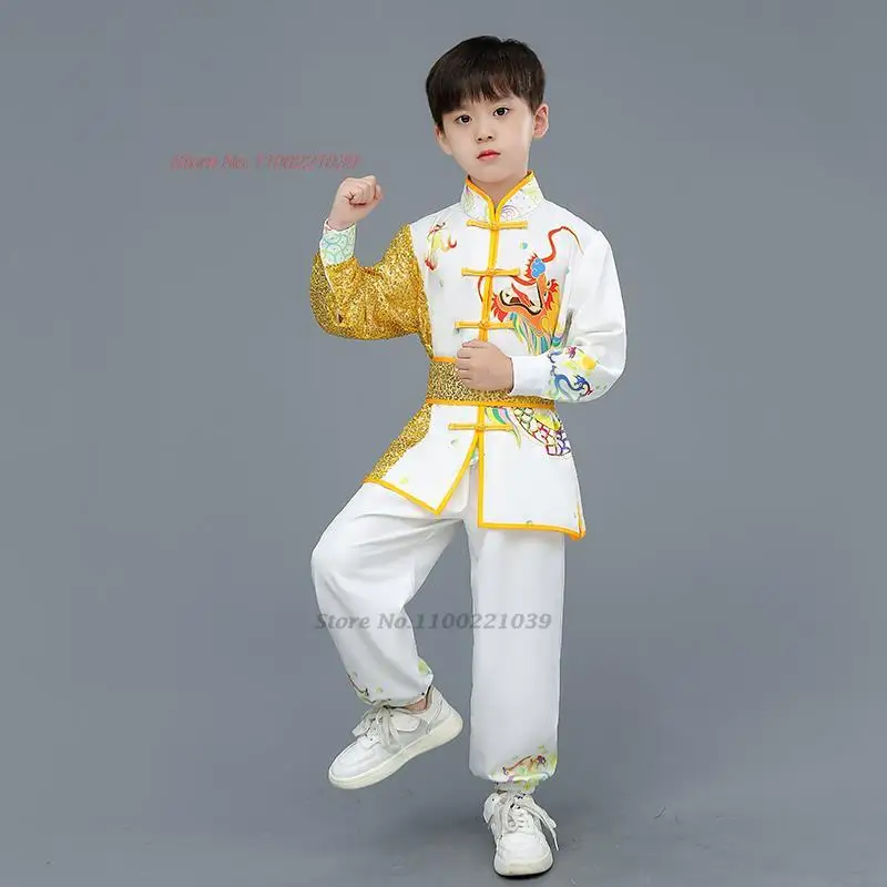 Costume Tradizionale Cinese Wushu - Set Completo Per Bambini E Adulti (Giallo) - Foto 11