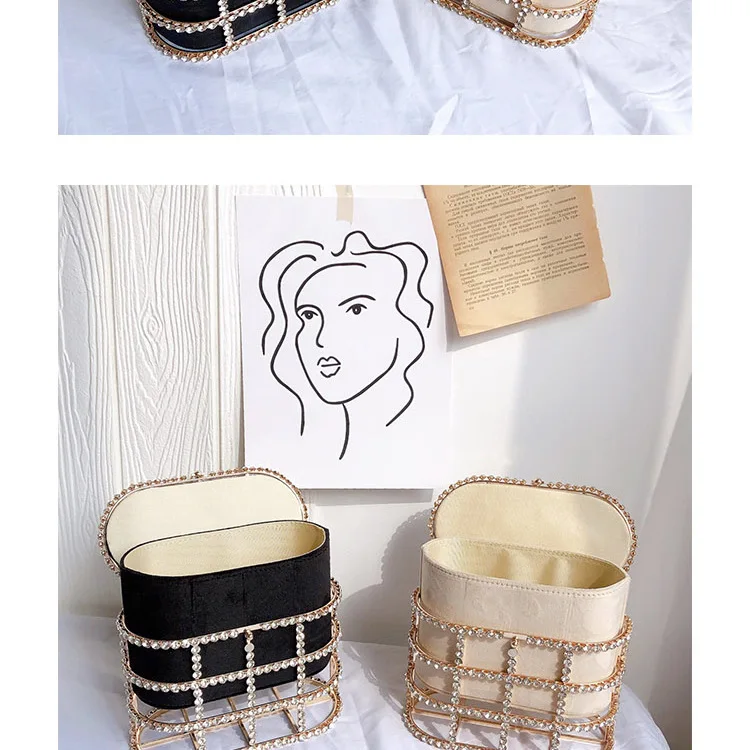 Kavi - Diamond & Pearl Metallic Cage Clutch detail 4