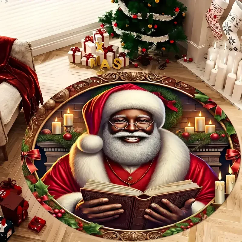 Santa and Krampus Quilted Round Mat GFTOMA7288