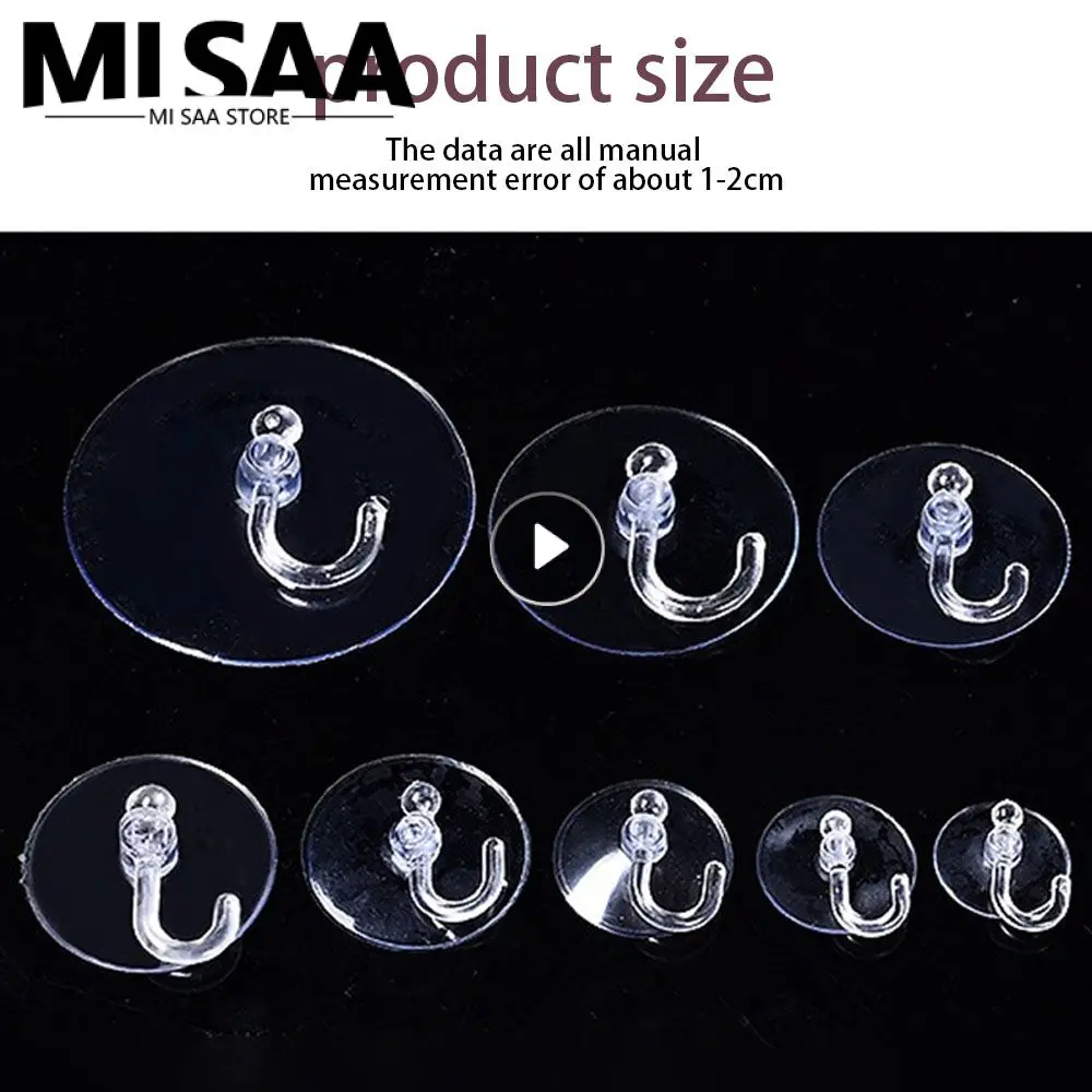 

Transparent Suction Cup Hook No Adhesive Save Space Invisible Installation Water Proof Firm Heavy Burden Strong Clothes Hook