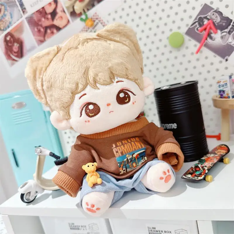 20cm Doll Clothes Blue Jeans Brown Hoodies Cute 2Pcs Good Boy Suit DIY Clothing Accessories for Girls Fans Kids Collection Gifts 2pcs gdstime 40mm 3d printer parts 40x40x10mm dual ball printer cooling accessories dc turbo blower fan radial fans