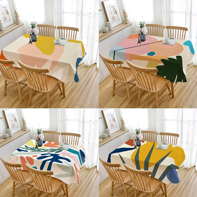 

Nordic Style Abstract Tablecloth Oxford Cloth Table Cloth Waterproof Rectangular Table Cover for Kitchen Living Room скатерть