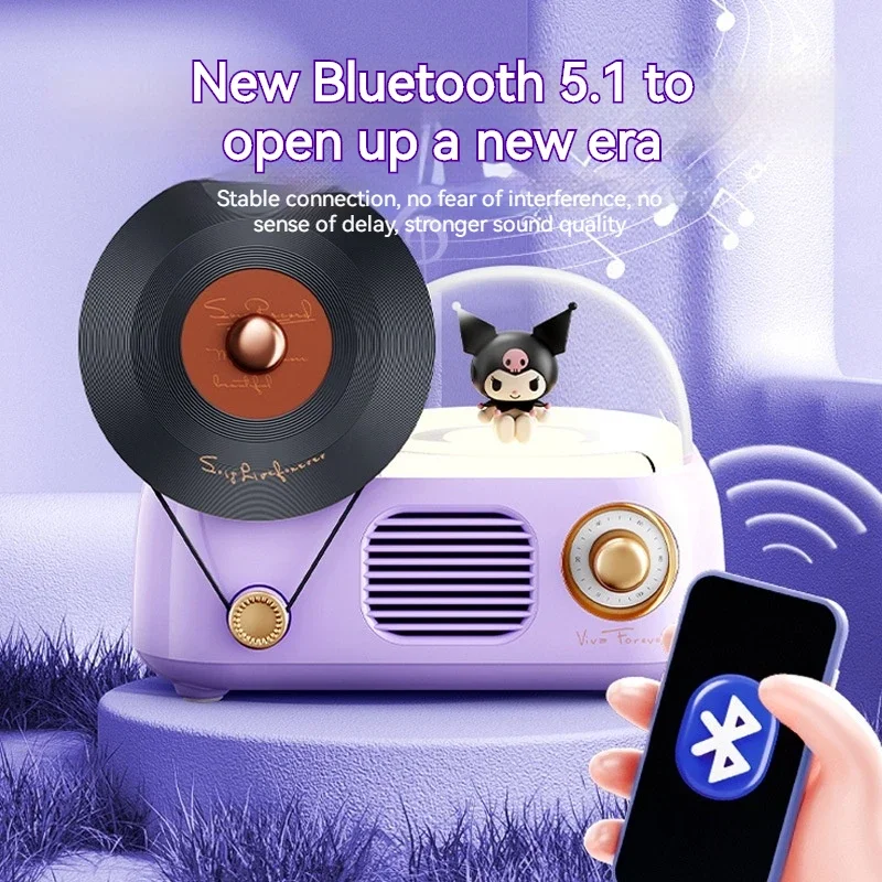 Multifunctional Atmosphere Lamp Vinyl Record Aroma Diffuser Retro HIFI Bluetooth Speaker Cartoon Kawaii Cinnamoroll Gift Speaker