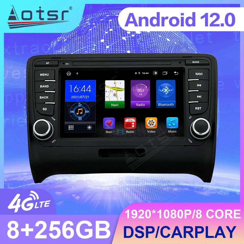 

Android 12 Car Radio For Audi TT 2006-2012 Receiver GPS Touch Screen Wireless Carplay Central Multimedia Player Stereo Head Unit