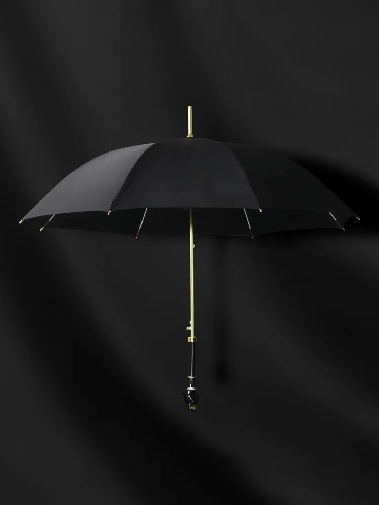 Creative Leopard Head Umbrella Luxury Black Big Long Handle Beach Umbrella Windproof UV Sun Women's Rain Umbrellas Business Men