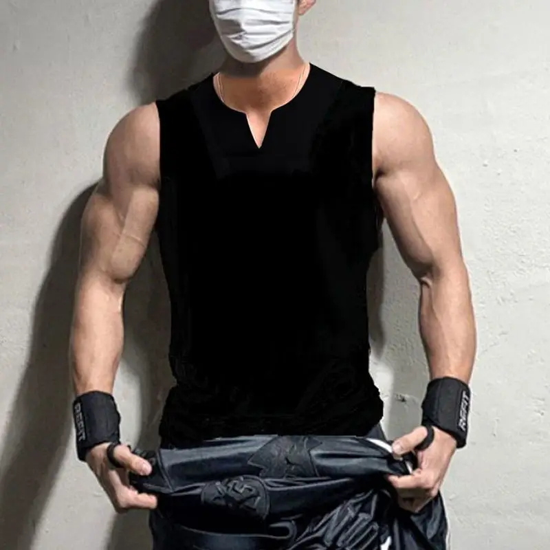 Mens Gym Tank Tops Sleeveless Lightweight Basic T-Shirt Oversized