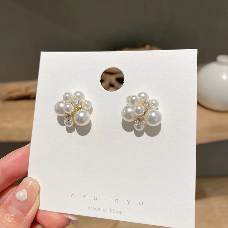 Koreanischen stil Elegante Perle Feuerwerk Modellierung Goldene Farbe Ohrringe frauen Design Schmuck Party Luxus Zubehör Für Mädchen – Detail 13