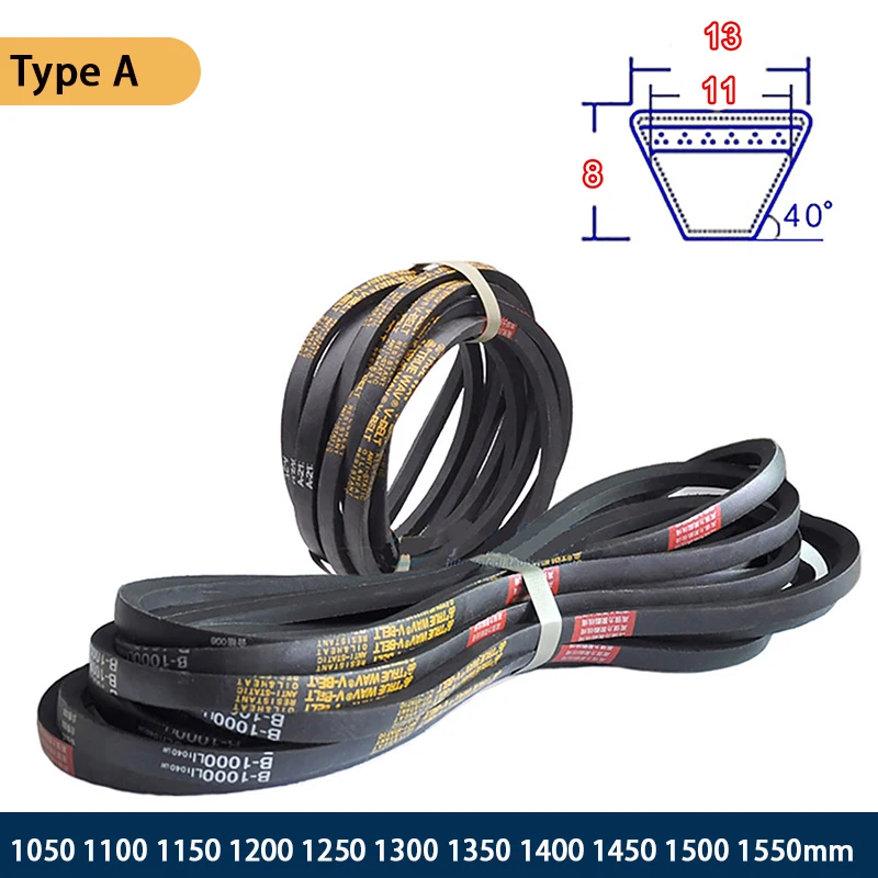 Type A Rubber V-belt Triangle Belt Industrial Agricultural Equipment Transmission Belt 1050 1100 1150 1200 1250 - 1550mm